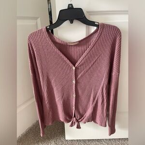 Button-Up Waffle Knit Top